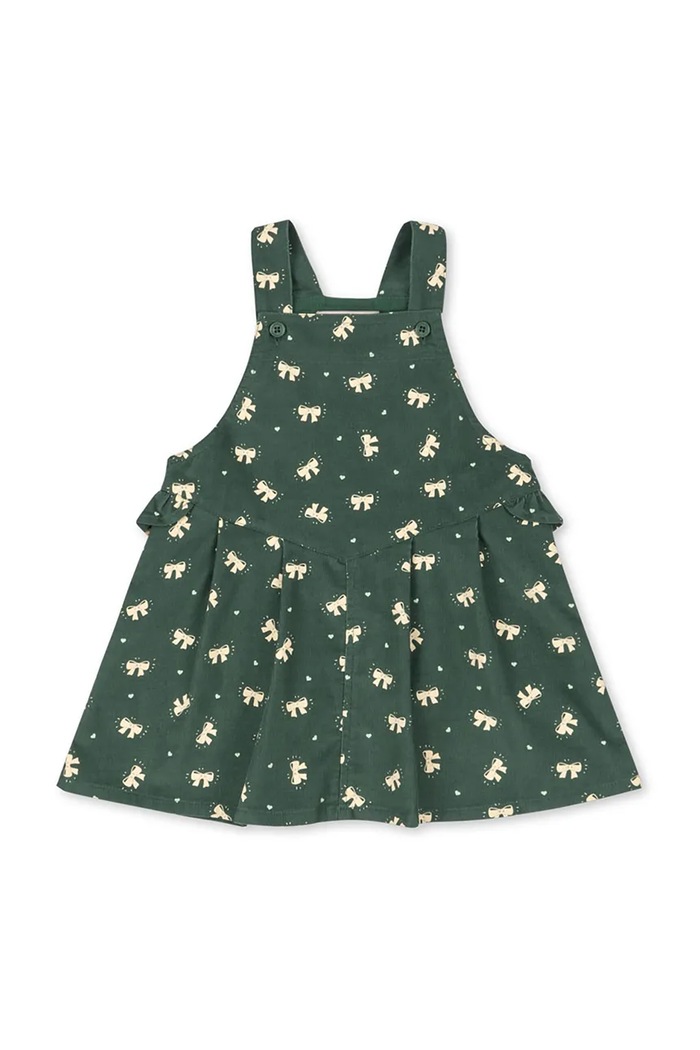 Konges Sløjd rochie din bumbac pentru copii AVERY FRILL OVERALL DRESS GOTS KS104200.9BYA verde AW25
