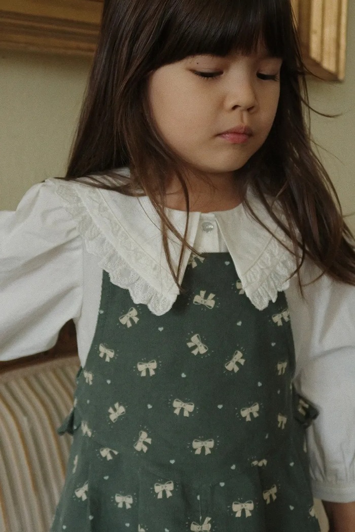 Konges Sløjd rochie din bumbac pentru copii AVERY FRILL OVERALL DRESS GOTS KS104200.9BYA