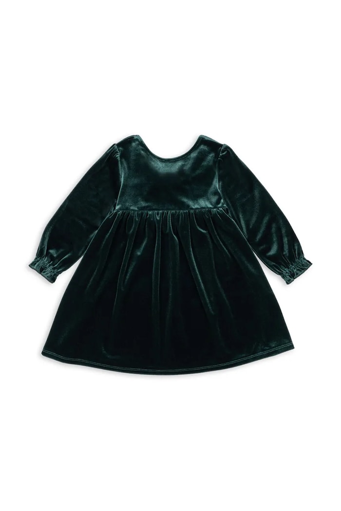 Konges Sløjd sukienka welurowa dziecięca GIA BOW DRESS GRS KS104303.9BYA zielony AW25