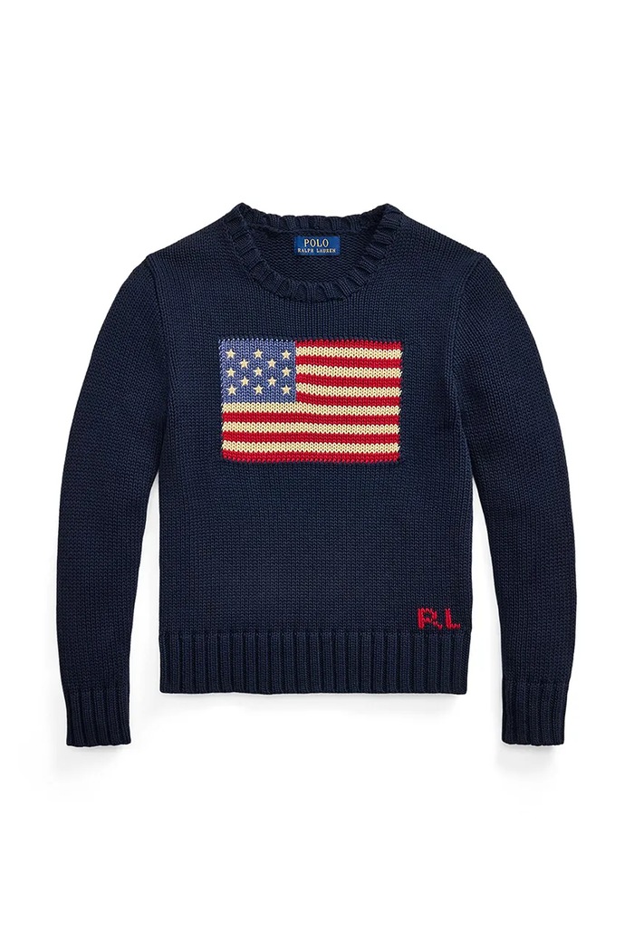 Polo Ralph Lauren pulover de bumbac pentru copii 323668285001 bleumarin AW25