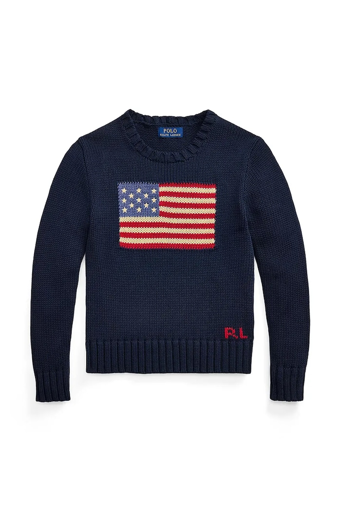 Polo Ralph Lauren pulover de bumbac pentru copii 323668285001 bleumarin AW25