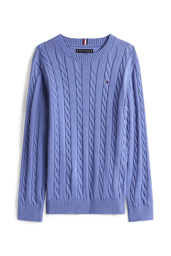 Otroški bombažen pulover Tommy Hilfiger KB0KB09753.104.122.9BYA modra AW25