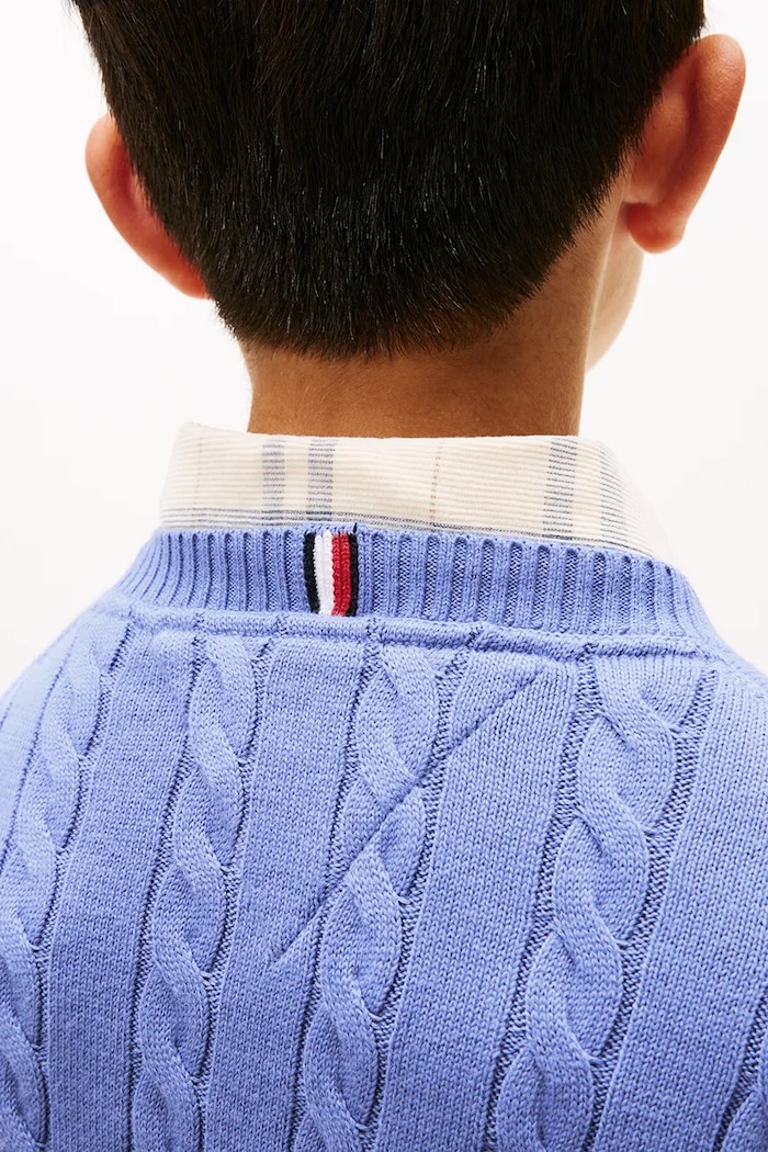 Otroški bombažen pulover Tommy Hilfiger KB0KB09753.104.122.9BYA modra
