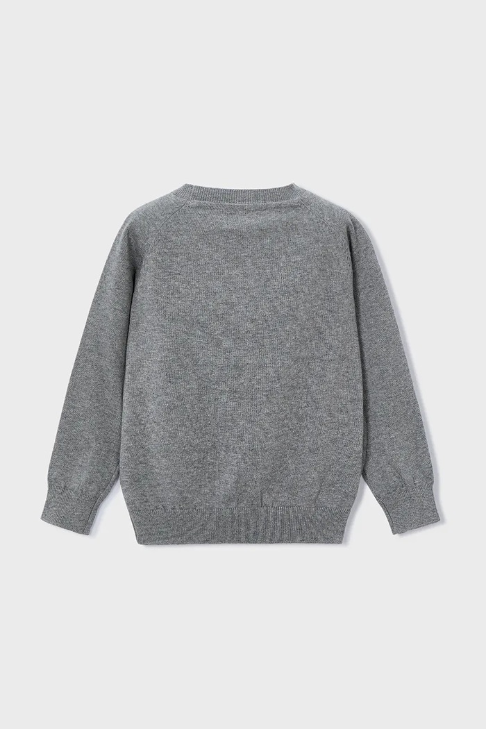 Детски памучен пуловер Mayoral 323.5A.Mini.9BYA сив AW25