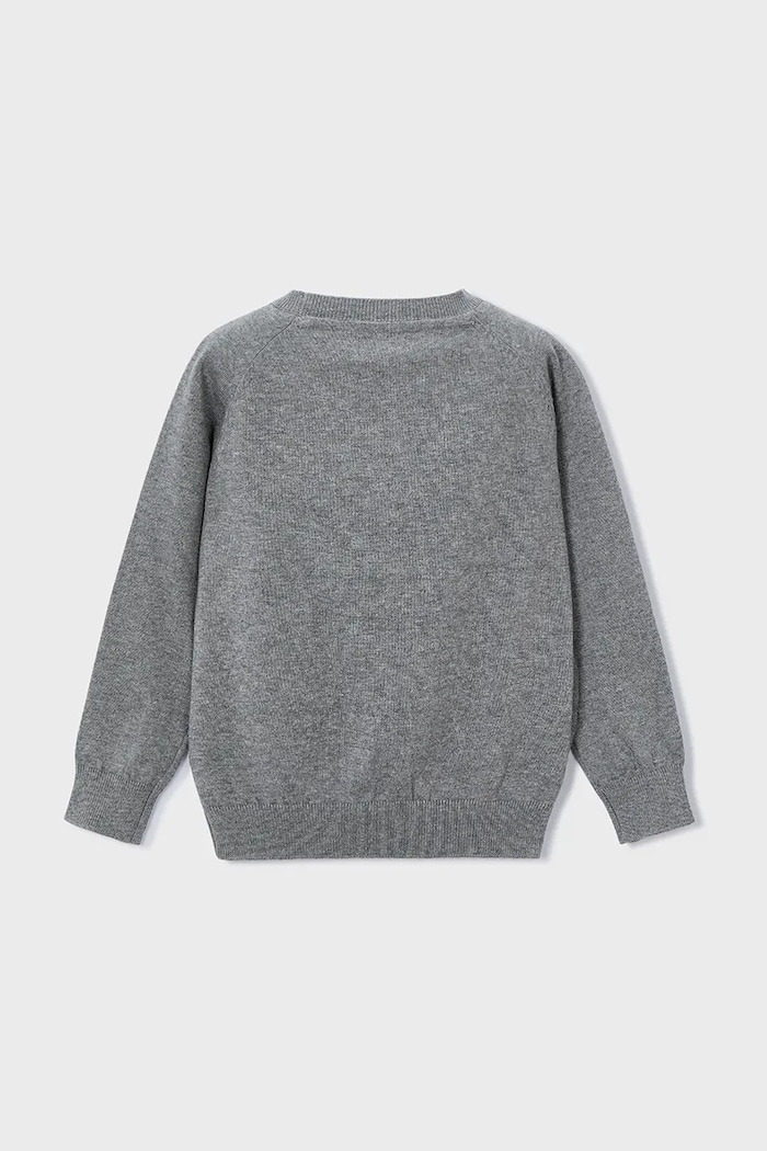 Детски памучен пуловер Mayoral 323.5A.Mini.9BYA сив AW25