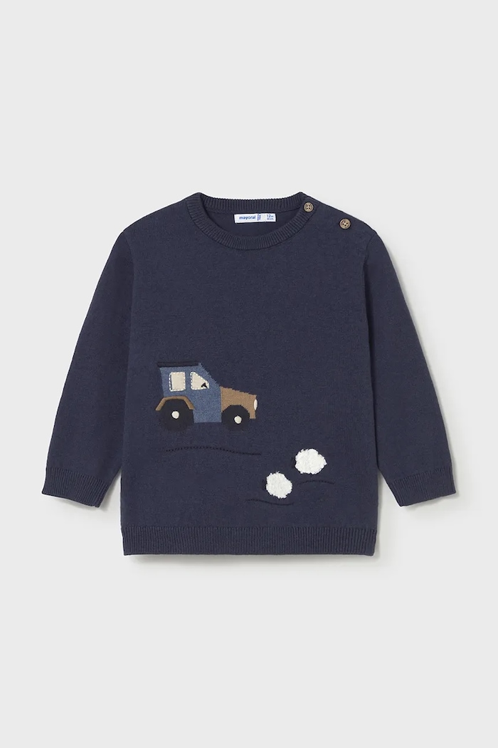 Mayoral Sweter z domieszką wełny dziecięcy granatowy 2343.3D.Baby.9BYA