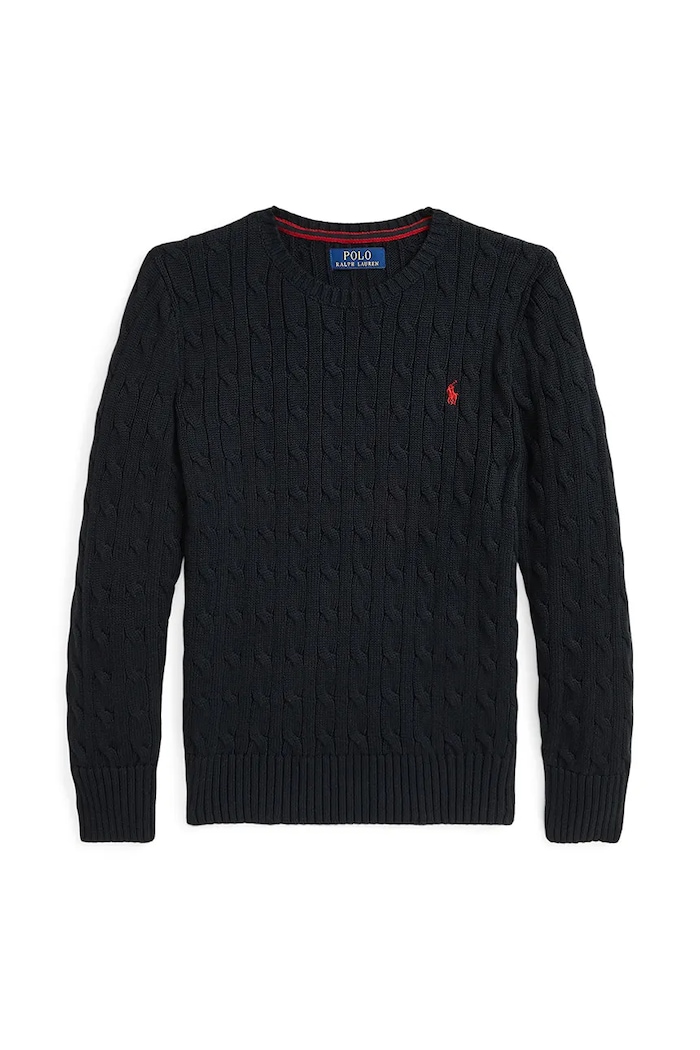 Bavlnený sveter Polo Ralph Lauren stredne hrubá čierna 323702674061