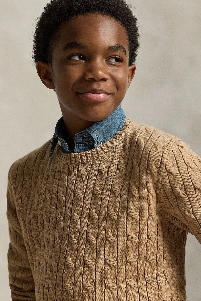 Polo Ralph Lauren sweter bawełniany 323702674082 brązowy