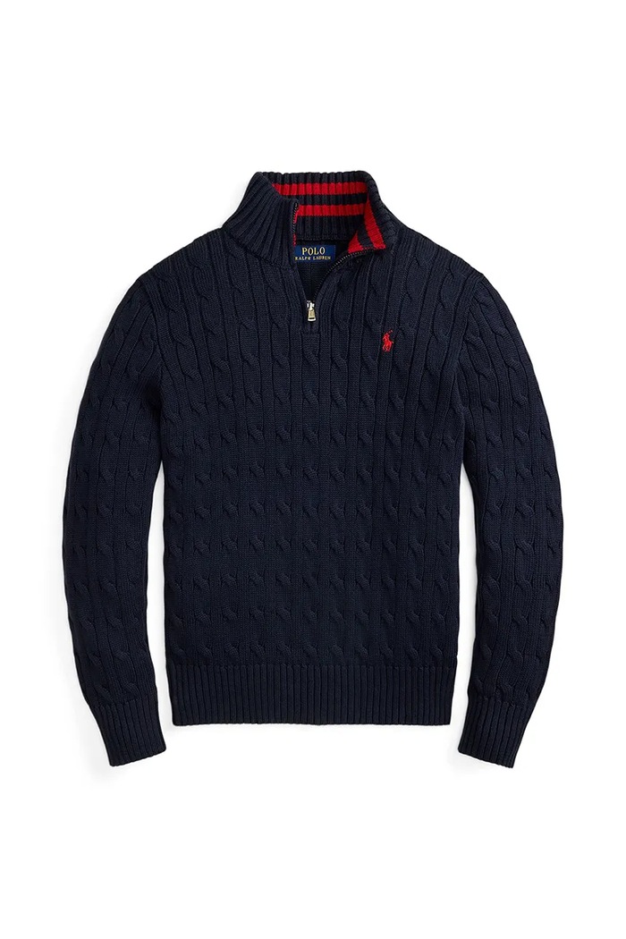 Βαμβακερό πουλόβερ Polo Ralph Lauren 323868894017 σκούρο μπλε AW25