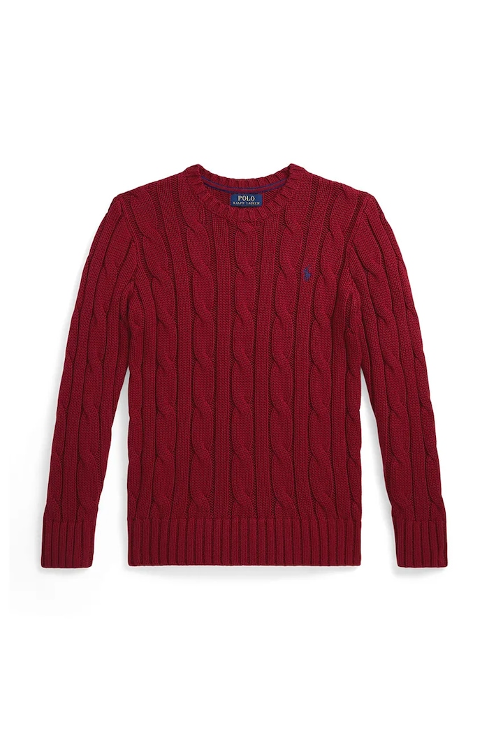 Detský sveter Polo Ralph Lauren bavlna burgundské 323981036001