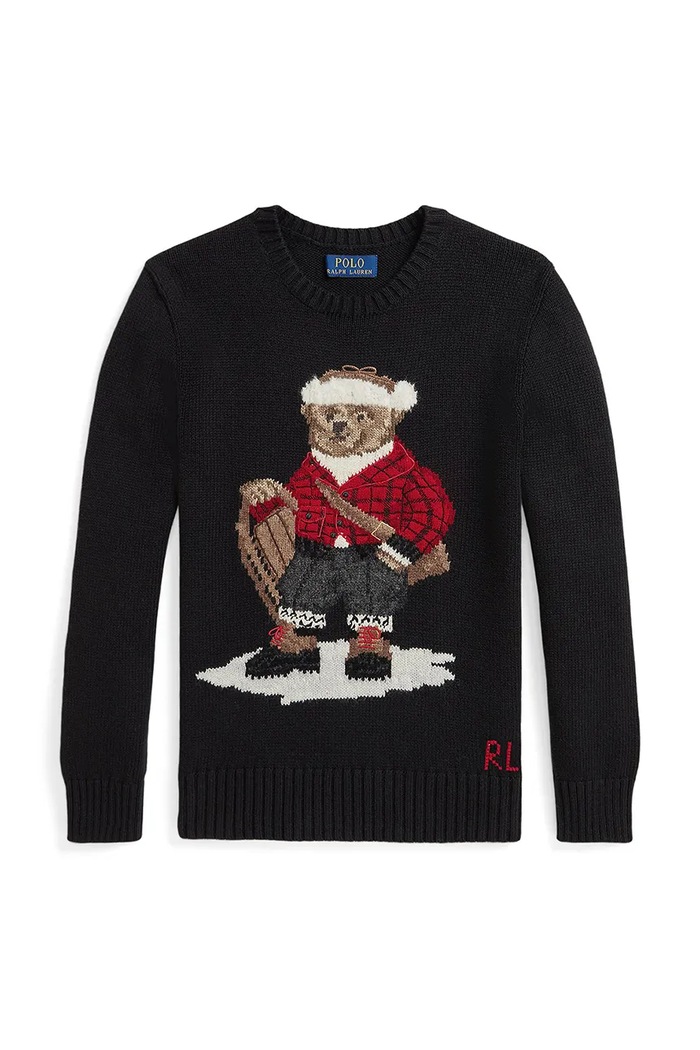 Detský bavlnený sveter Polo Ralph Lauren 323981629001 čierna AW25