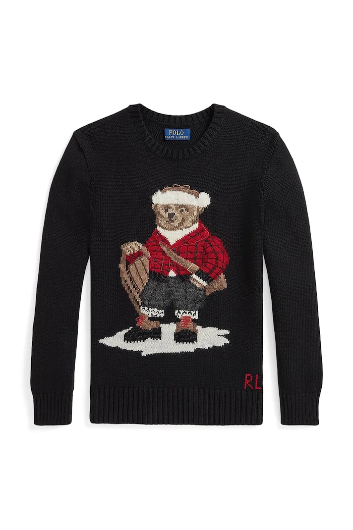 Detský bavlnený sveter Polo Ralph Lauren 323981629001 čierna AW25