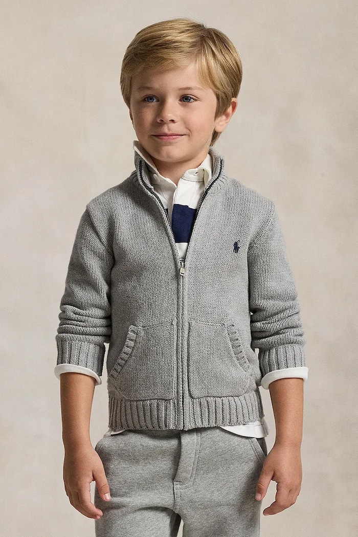 Polo Ralph Lauren Дитячий бавовняний кардиган Polo Ralph Lauren сірий 322799411026