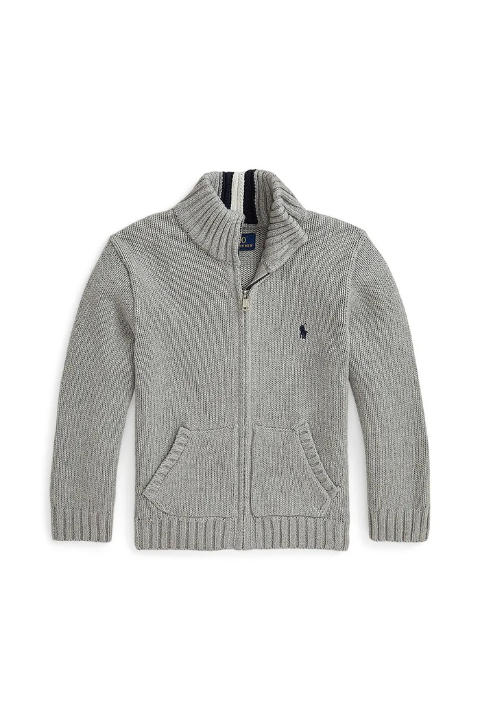 Polo Ralph Lauren Дитячий бавовняний кардиган Polo Ralph Lauren 322799411026 сірий AW25