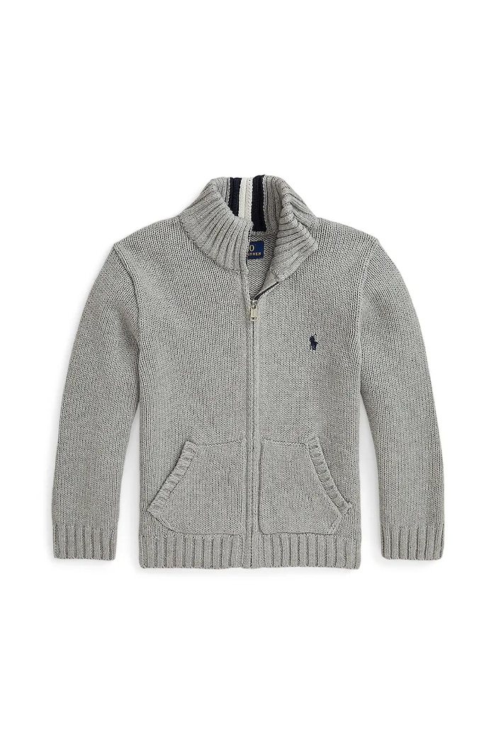 Polo Ralph Lauren Дитячий бавовняний кардиган Polo Ralph Lauren 322799411026 сірий AW25