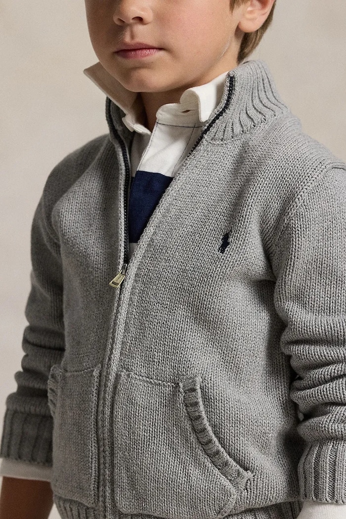 Дитячий бавовняний кардиган Polo Ralph Lauren Polo Ralph Lauren сірий 322799411026