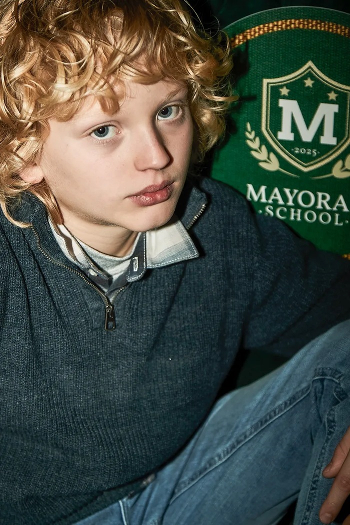 Mayoral pulover de bumbac pentru copii melanj albastru 7304.7E.Junior.9BYA