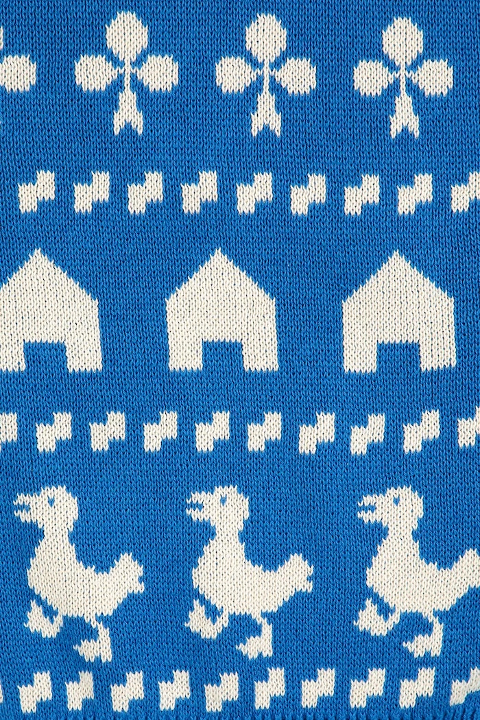 Bobo Choses pulover de bumbac pentru copii Farm jacquard albastru 225AC108