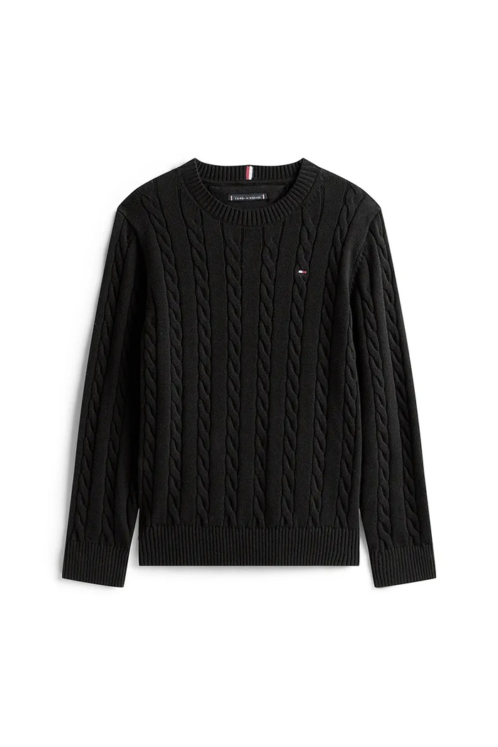 Tommy Hilfiger Otroški bombažen pulover Tommy Hilfiger KB0KB09753.9BYA črna AW25