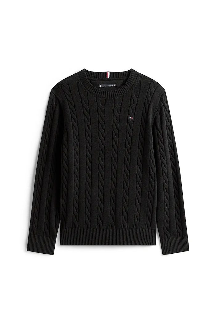 Tommy Hilfiger Otroški bombažen pulover Tommy Hilfiger KB0KB09753.9BYA črna AW25