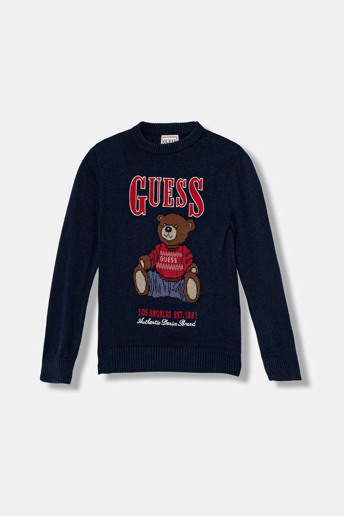 Детски пуловер Guess щампа тъмносин N5BR05.Z2BB0.9BYA