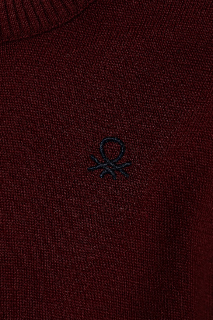 Chłopiec United Colors of Benetton sweter z dodatkiem wełny dziecięcy 1041H1025.P.Season.9BYA bordowy