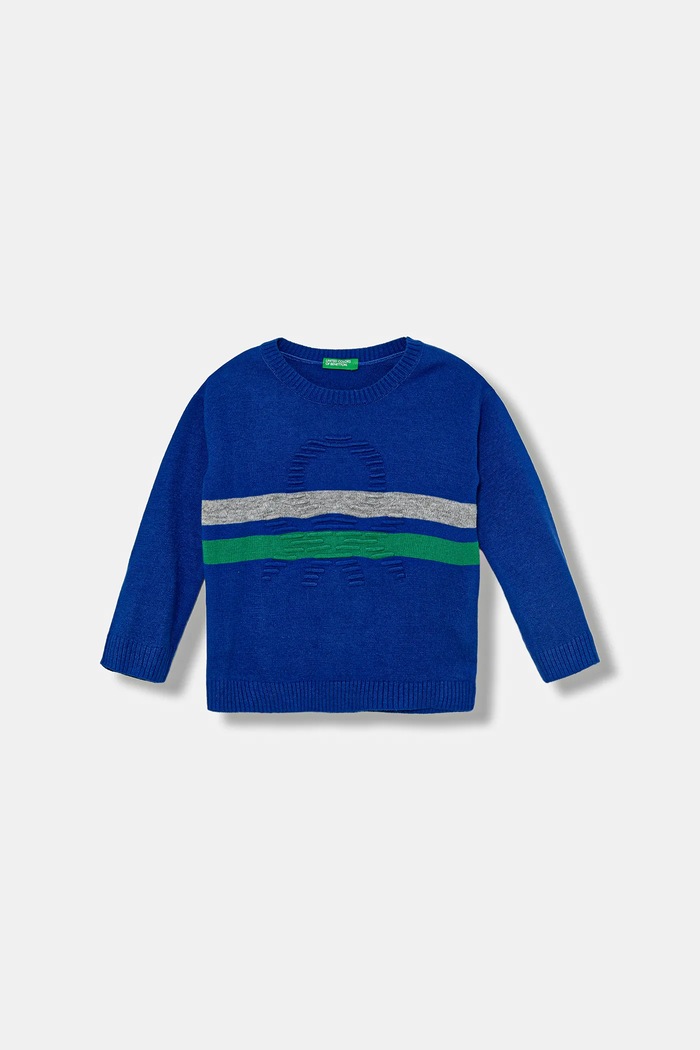 United Colors of Benetton pulover pentru copii din amestec de lână cu modele albastru 1041H102X.P.seasonal