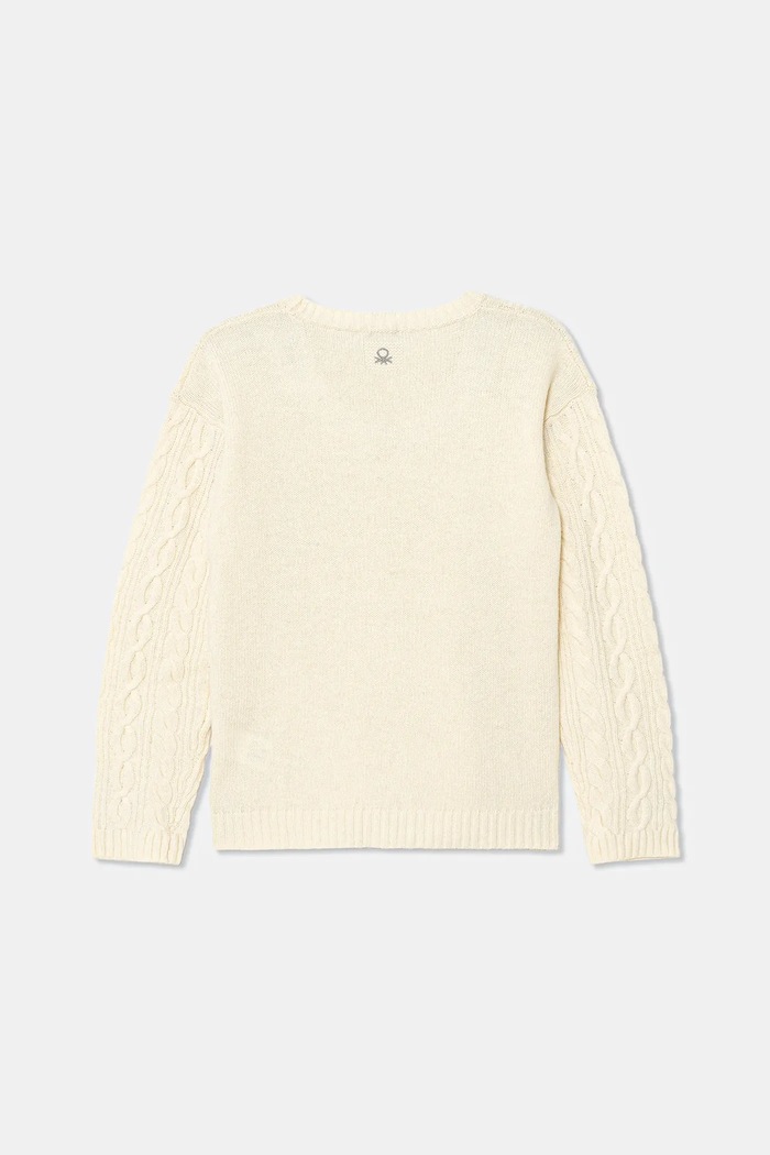 Dětský svetr s příměsí vlny United Colors of Benetton 1344C107G.G.reproposed béžová AW25