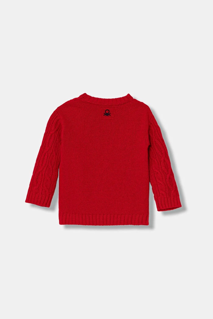 Detský sveter s prímesou vlny United Colors of Benetton 1344G100R.P.reproposed červená AW25