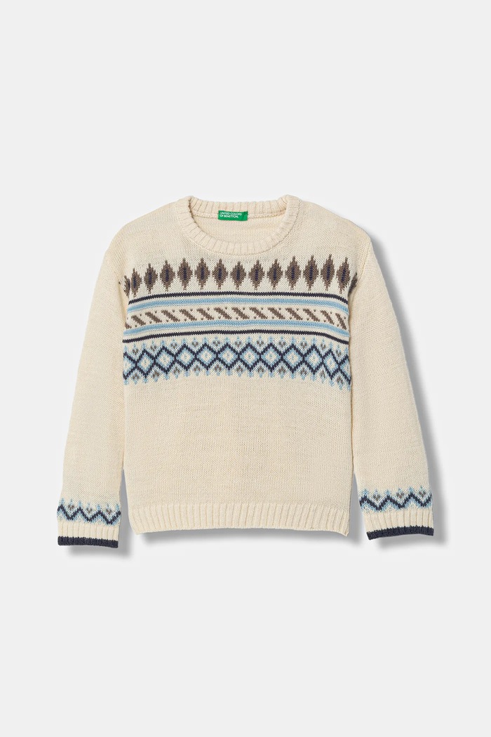 Dječji pulover s dodatkom vune United Colors of Benetton Planet friendly bež 1PF6H1030.P.Seasonal