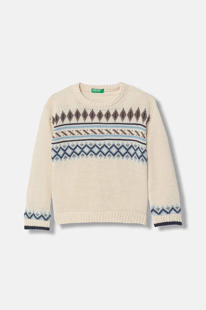 Dječji pulover s dodatkom vune United Colors of Benetton Planet friendly bež 1PF6H1030.P.Seasonal