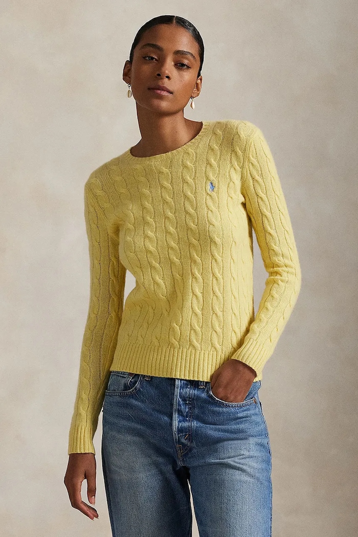 Polo Ralph Lauren светр з додаванням кашеміру жіночий круглий виріз жовтий 211971865