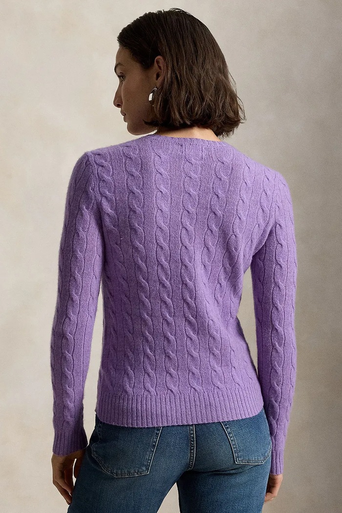 Polo Ralph Lauren Sweter damski z dodatkiem kaszmiru 211971865 fioletowy AW25