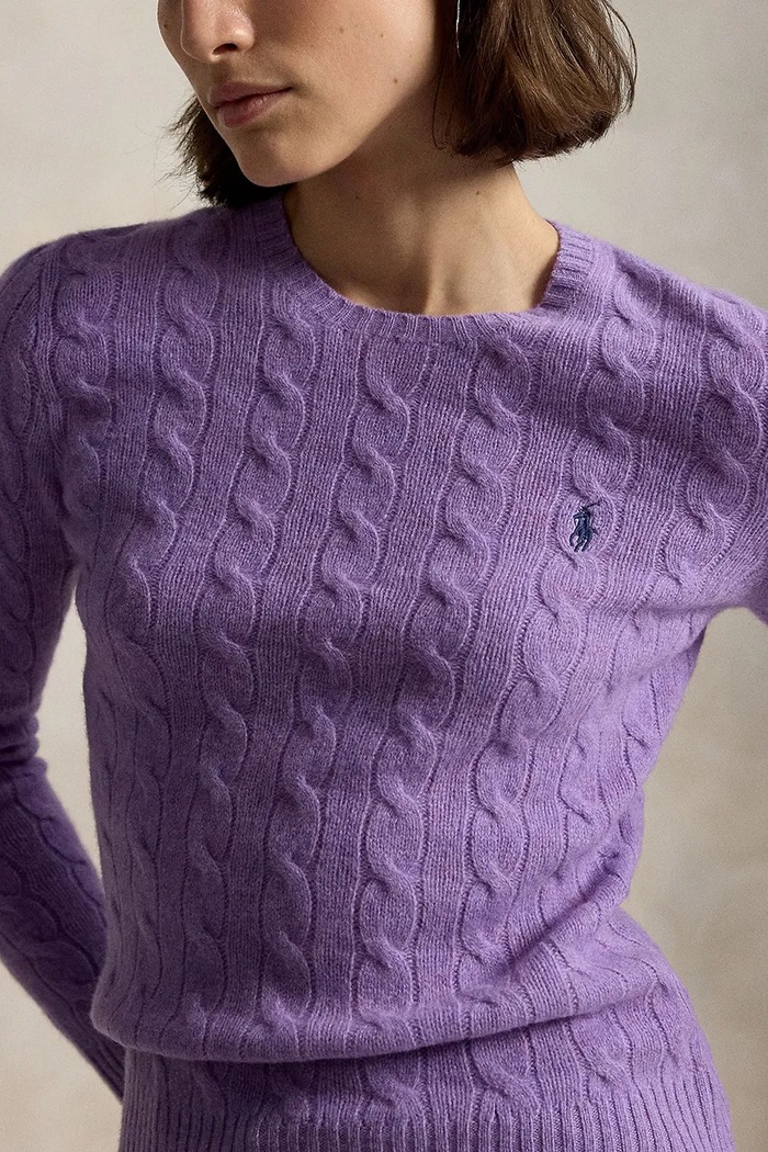 Sweter damski z dodatkiem kaszmiru Polo Ralph Lauren 211971865 fioletowy
