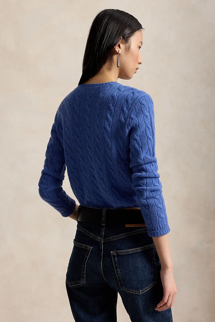 Polo Ralph Lauren sweter damski z dodatkiem kaszmiru 211971865 niebieski AW25