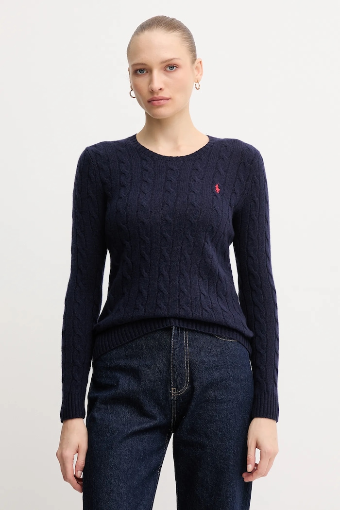 Polo Ralph Lauren maglione da donna con misto cashmere cotone blu navy 211971865