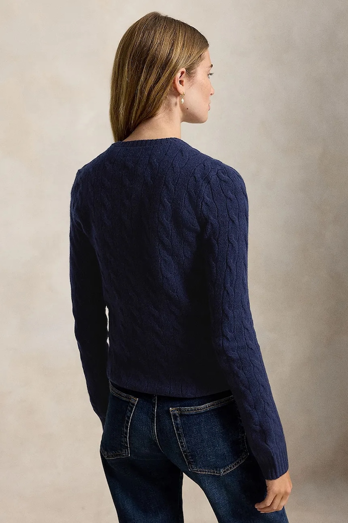 Polo Ralph Lauren Sweter damski z dodatkiem kaszmiru 211971865 granatowy AW25