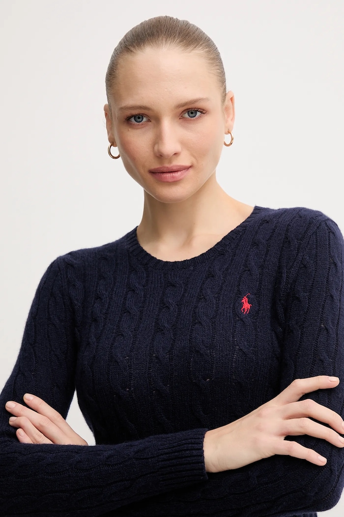 Polo Ralph Lauren maglione da donna con misto cashmere blu navy 211971865
