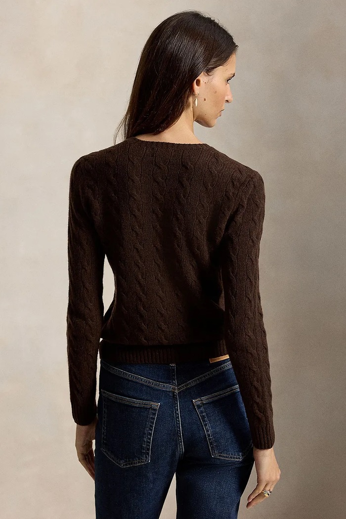 Polo Ralph Lauren Sweter damski z dodatkiem kaszmiru 211971865 brązowy AW25