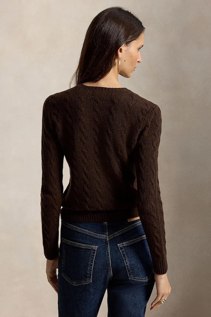 Polo Ralph Lauren Sweter damski z dodatkiem kaszmiru 211971865 brązowy AW25