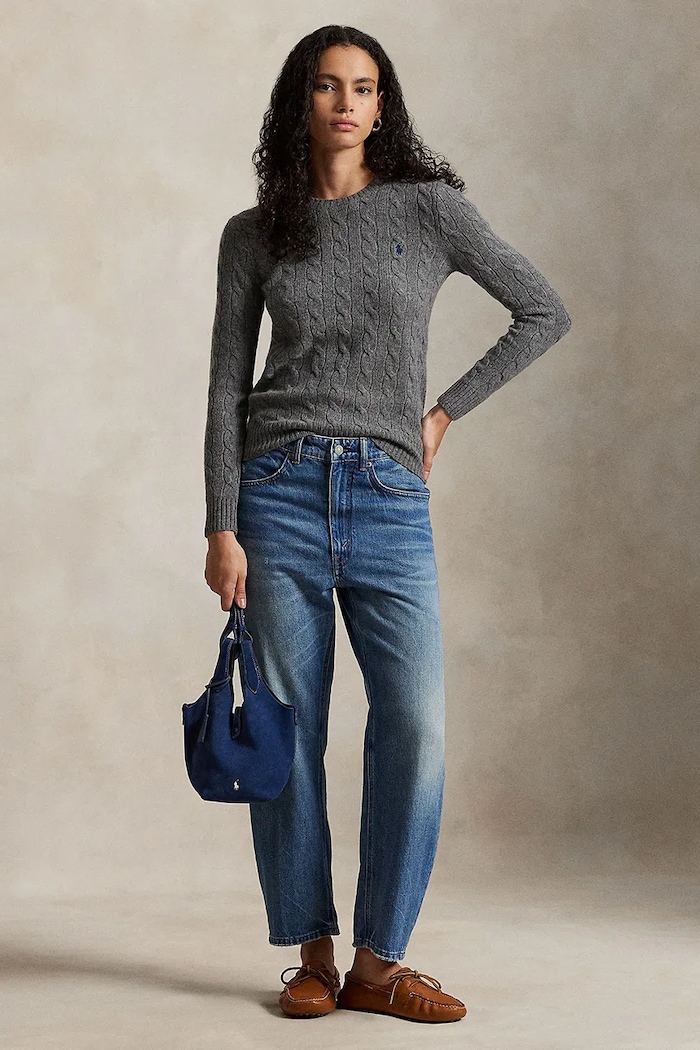 Odzież Polo Ralph Lauren Sweter damski z dodatkiem kaszmiru 211971865 szary