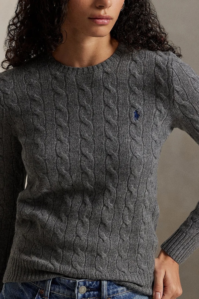 Sweter damski z dodatkiem kaszmiru Polo Ralph Lauren 211971865 szary