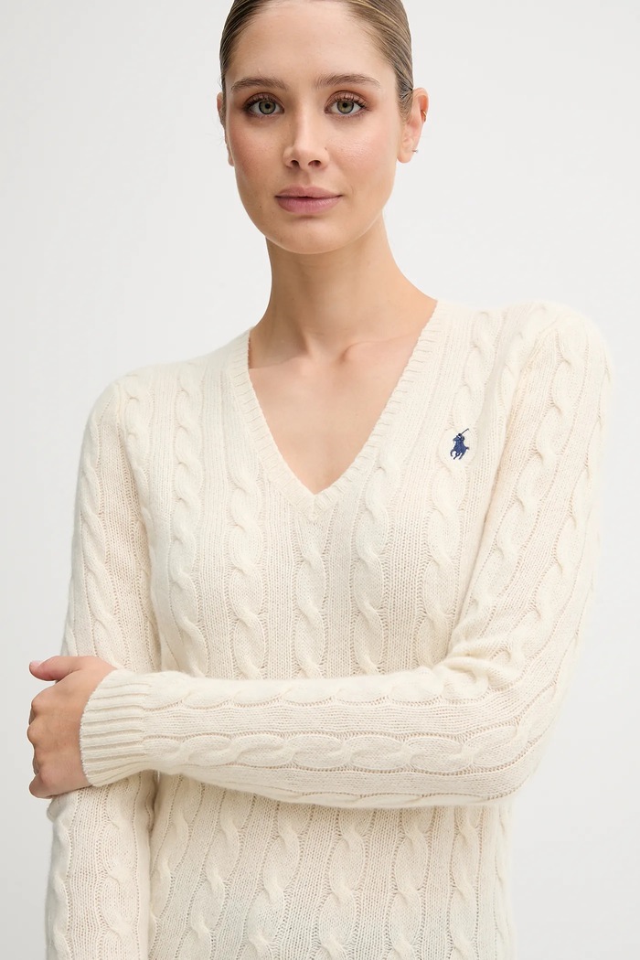 Polo Ralph Lauren пуловер дамски от вълна бежов 211971866