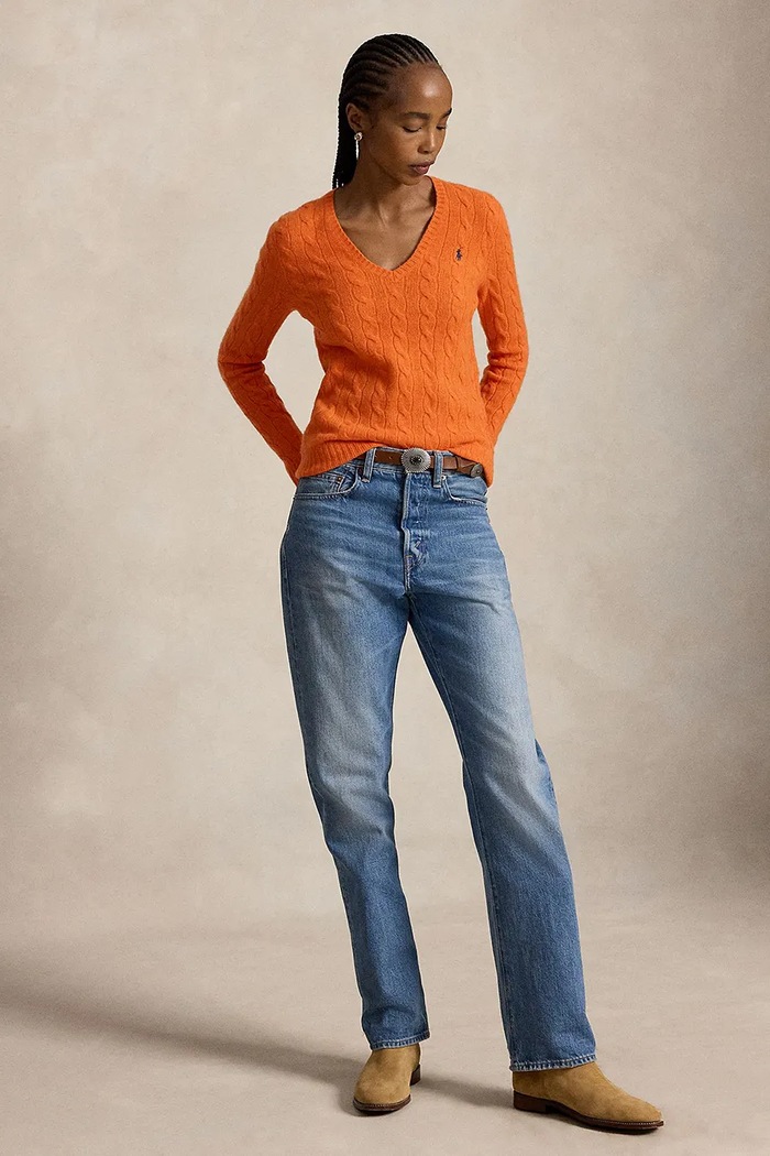 Одежда Polo Ralph Lauren свитер для женщин из шерсти 211971866 оранжевый