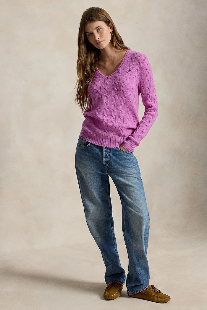 Odzież Polo Ralph Lauren sweter damski wełniany 211971866 fioletowy