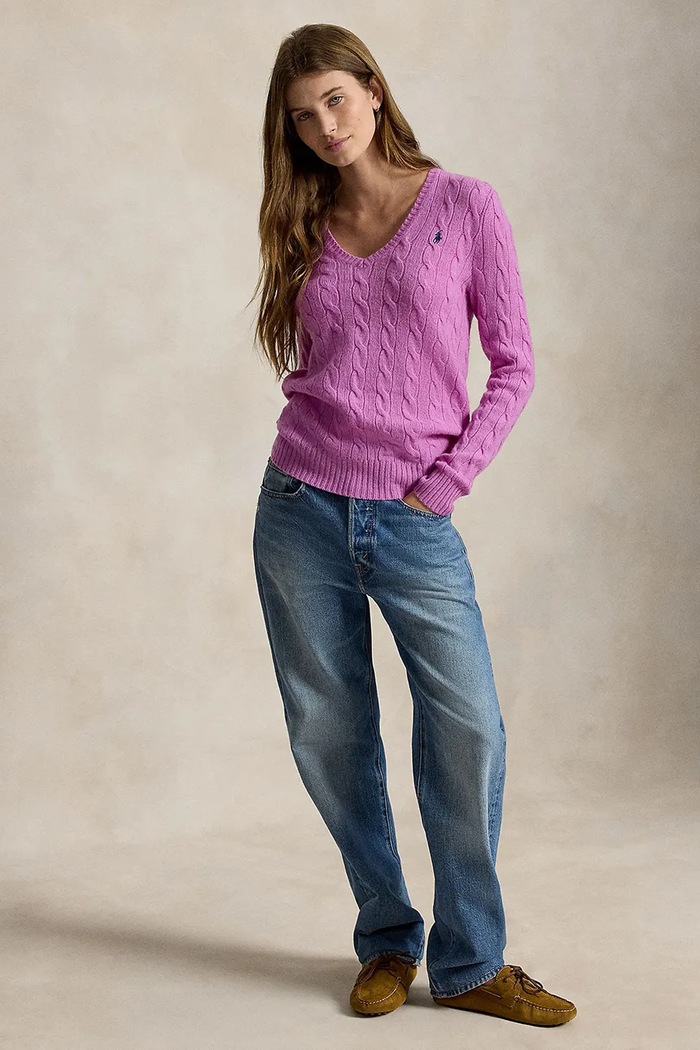 Odzież Polo Ralph Lauren sweter damski wełniany 211971866 fioletowy