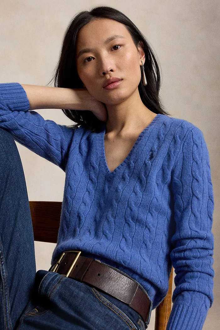 Polo Ralph Lauren sweter damski wełniany niebieski 211971866