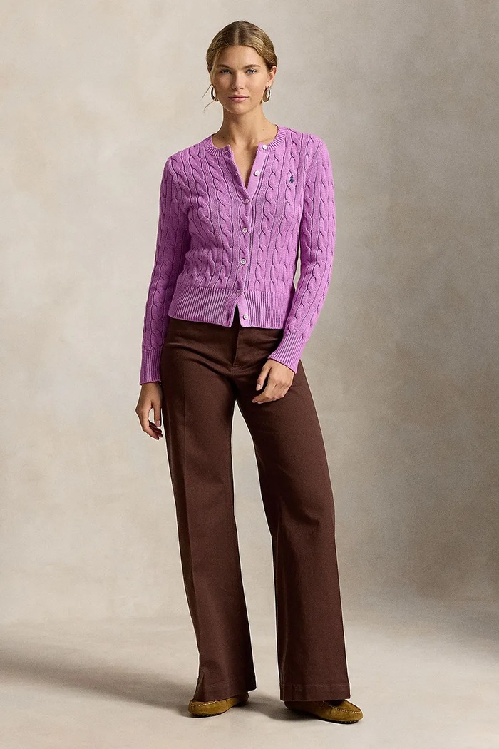 Odzież Polo Ralph Lauren kardigan damski bawełniany 211971868 fioletowy