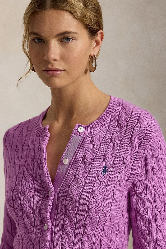 Polo Ralph Lauren kardigan damski bawełniany fioletowy 211971868