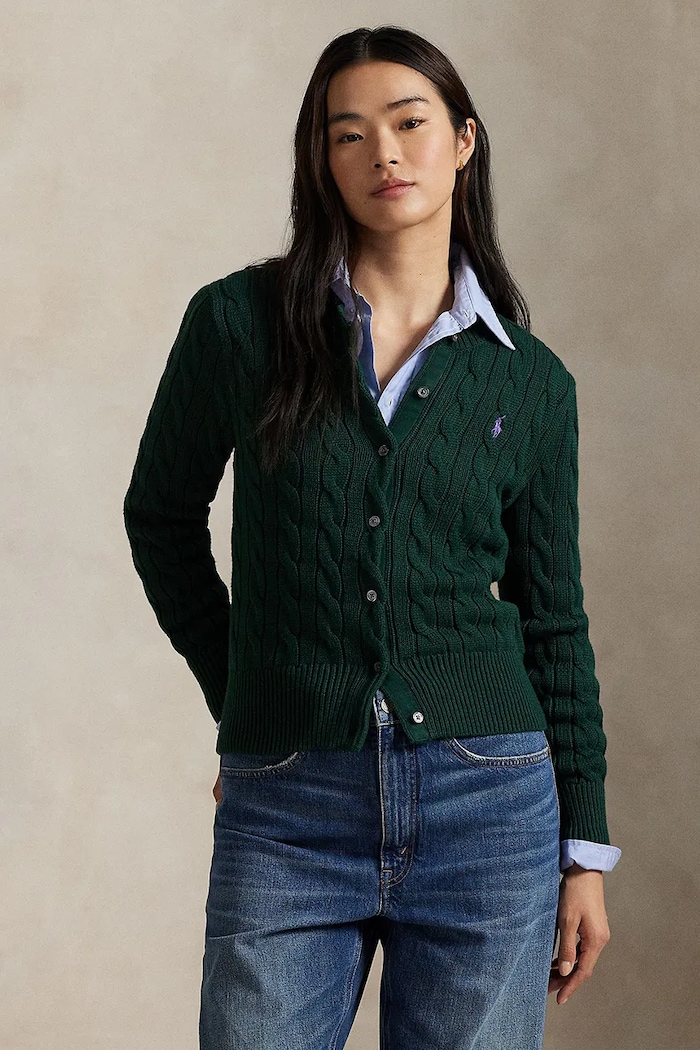 Polo Ralph Lauren kardigan dámský bavlněný kulatý zelená 211971868
